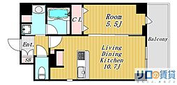 ハピネスガーデン新大阪 1LDKの間取図画像