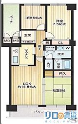 ファミールハイツ北大阪4号棟 3LDKの間取図画像