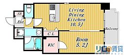 スプランディッド新大阪VIII 1LDKの間取図画像