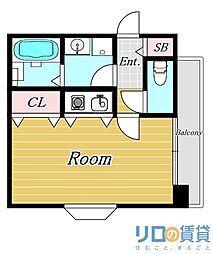 C.WING ワンルームの間取図画像