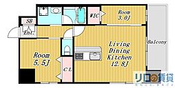 スプランディッドライズ新大阪ノース 2LDKの間取図画像