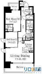 シティカレント新大阪 2LDKの間取図画像
