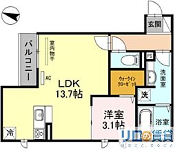 クオーレ 1LDKの間取図画像