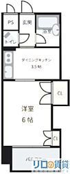 グレイスフル第3東三国 1DKの間取図画像
