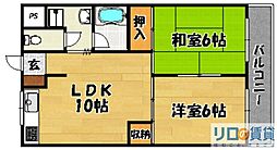 第2あかつきマンション 2LDKの間取図画像
