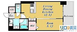 プログレッセ新大阪 1LDKの間取図画像