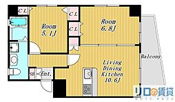 セレブコート木川 2LDKの間取図画像