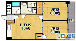 第二高光マンション 2DKの間取図画像