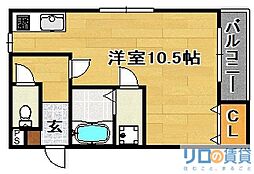 グランドール勇成2 ワンルームの間取図画像