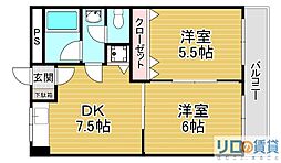 第二高光マンション 1LDKの間取図画像