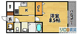 ノーム豊新2 1Kの間取図画像