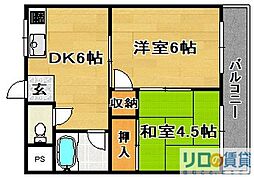 永和ハイツ 2DKの間取図画像