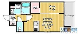Luxe新大阪VI 1LDKの間取図画像