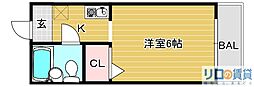 柴島ハイツ 1Kの間取図画像