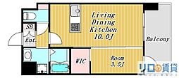 Alivis三国本町 1LDKの間取図画像