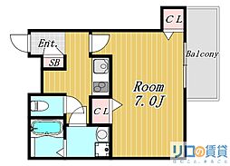 大阪市東淀川区柴島2丁目マンション 1Kの間取図画像