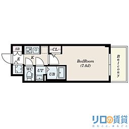 S-RESIDENCE上新庄ascent 1Kの間取図画像