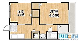 葵ハイツ 2DKの間取図画像