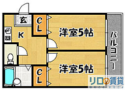 ミングル豊新セリオ 2Kの間取図画像