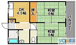上田マンション 2DKの間取図画像