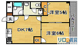 第五豊晃マンション 2DKの間取図画像