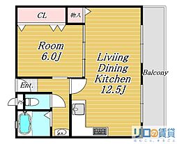 メゾンリーフ 1LDKの間取図画像