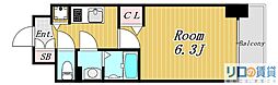 グランカリテ新大阪WEST 1Kの間取図画像