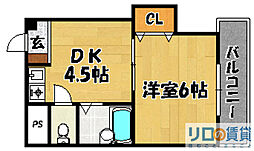 サザンヴィレッジ21 1DKの間取図画像