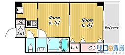 ハイツ新和 2Kの間取図画像