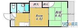 新大阪第2ダイヤモンドマンション 2Kの間取図画像