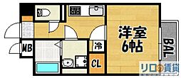 アムールHARMONY1 1Kの間取図画像