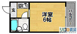 淡路エンビイハイツ ワンルームの間取図画像