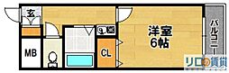 ワイズフィールド 1Kの間取図画像