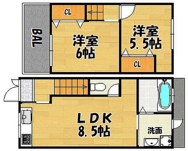 瓜破2丁目貸家 A｜大阪府大阪市平野区瓜破2丁目(賃貸一戸建2LDK・1階・44.29㎡)の写真 その2