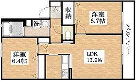 くるーく 202 ｜ 大阪府大阪市平野区平野西4丁目（賃貸アパート2LDK・2階・59.00㎡） その2