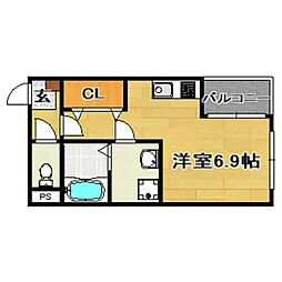 Laugh Tale 2番館 3階1Kの間取り