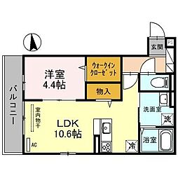 スペチアーレ平野東 1階1LDKの間取り