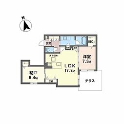 フェリス阪南町 1階2LDKの間取り