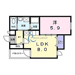 グラン 1LDKの間取図画像