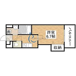 Luxe田辺 1Kの間取図画像
