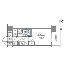 アドバンス大阪クラージュ 1Kの間取図画像