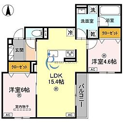 (仮称)D-ROOM平野区加美東5丁目PJ 2LDKの間取図画像