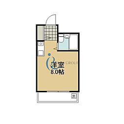 シャトー平野 ワンルームの間取図画像
