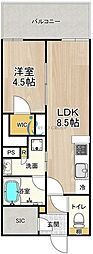 THEPHOERMETENNOJIEAST 1LDKの間取図画像