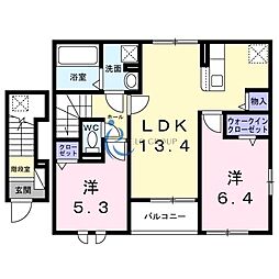 照ヶ丘2丁目アパート 2LDKの間取図画像
