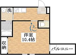 フジパレス長原1番館 1Kの間取図画像