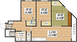コンフォール長吉 3LDKの間取図画像