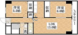 フィオリーレDENO 2LDKの間取図画像