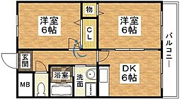アークハイツ出戸 2DKの間取図画像