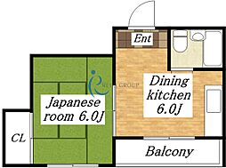 グランドハイツ加美東 1DKの間取図画像